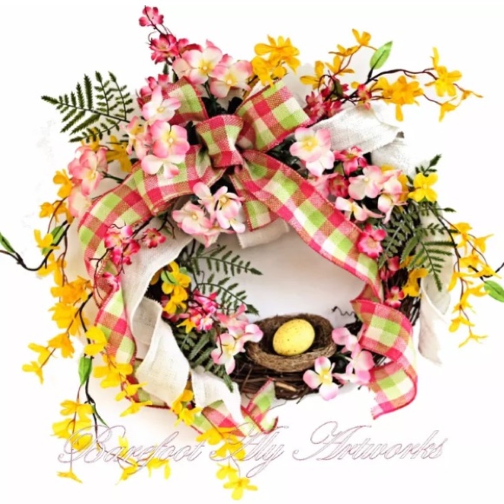 COPY - Spring wreath-choose-Ribbon~Bunnies~Floral~Decór